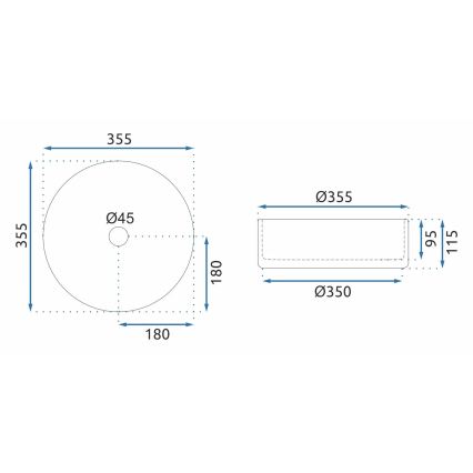REA-U9670 - Praustuvas ant stalviršio CRISTAL Ø 35,5 cm, stiklas/skaidrus