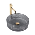 REA-U9671 - Praustuvas ant stalviršio CRISTAL Ø 35,5 cm stiklas/dūminė pilka