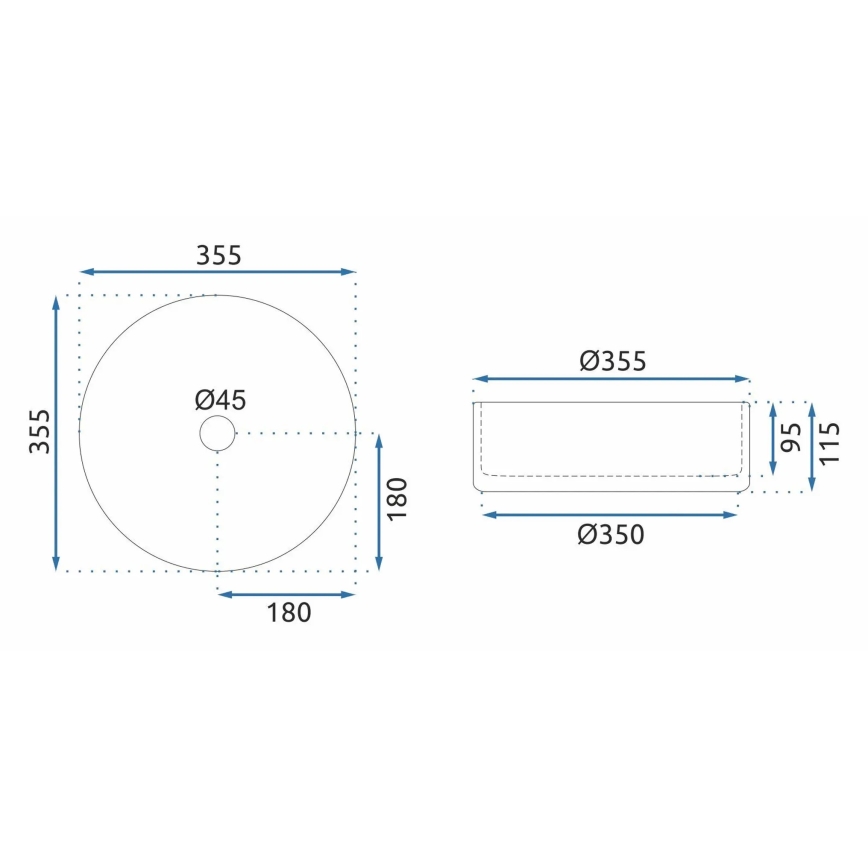 REA-U9671 - Praustuvas ant stalviršio CRISTAL Ø 35,5 cm stiklas/dūminė pilka