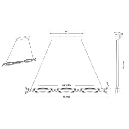 Reality - LED Pakabinamas sietynas WAVE LED/16W/230V + LED/9W