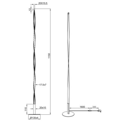 Reality - LED Reguliuojamas toršeras SPIN LED/10,5W/230V