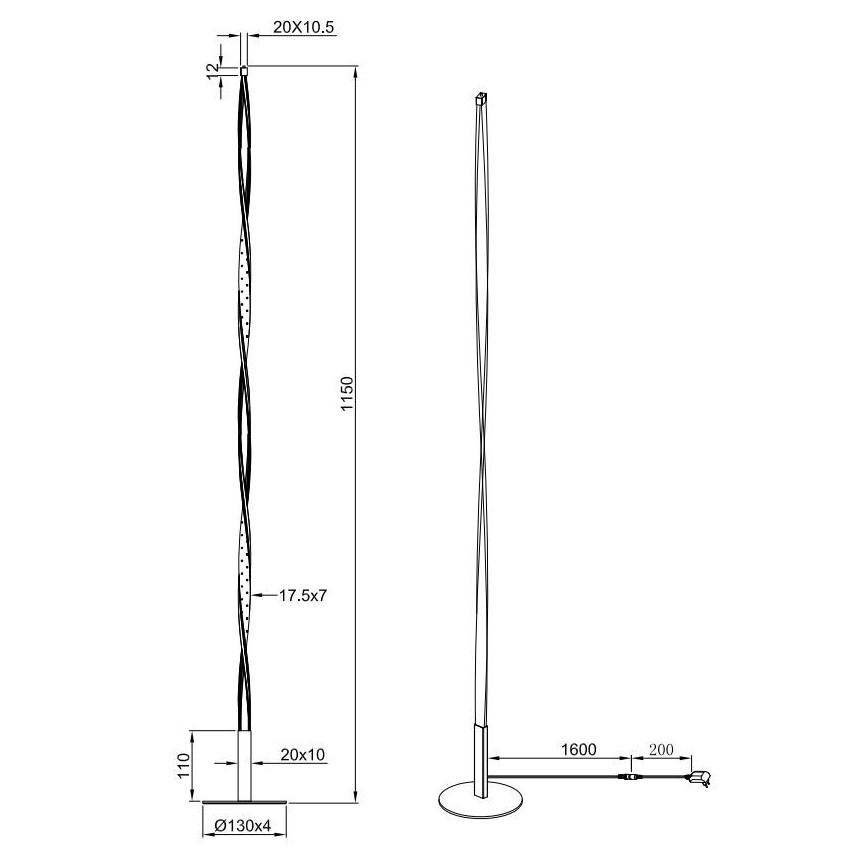 Reality - LED Reguliuojamas toršeras SPIN LED/10,5W/230V