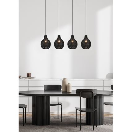 Reality - Liustra ant laido SPROUT 4xE14/30W/230V juoda/rotangas