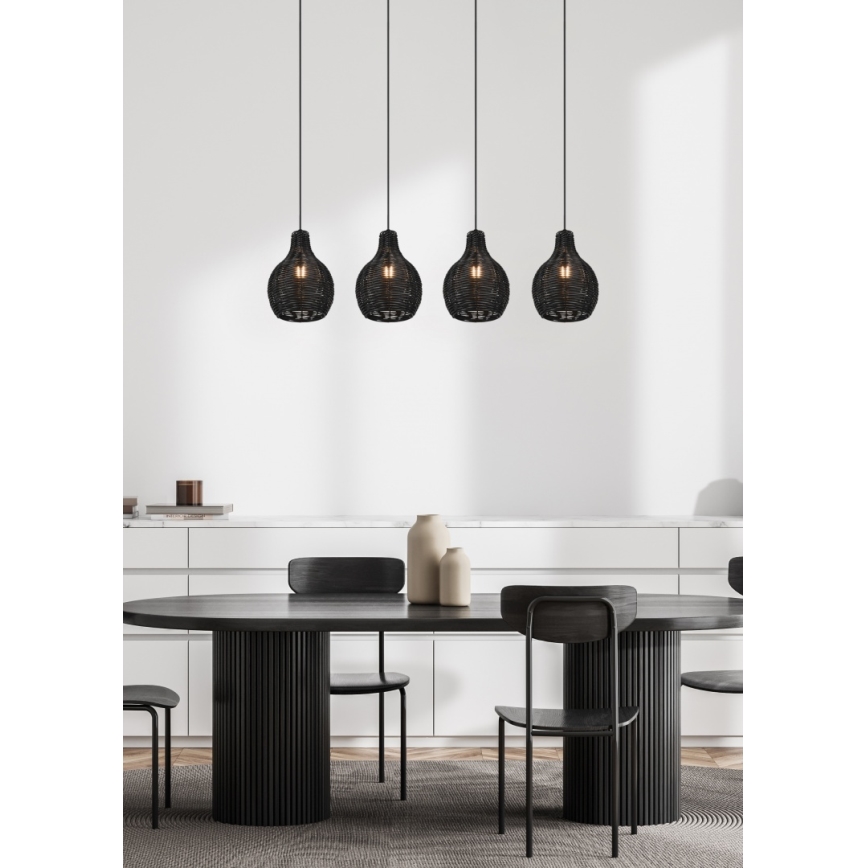 Reality - Liustra ant laido SPROUT 4xE14/30W/230V juoda/rotangas