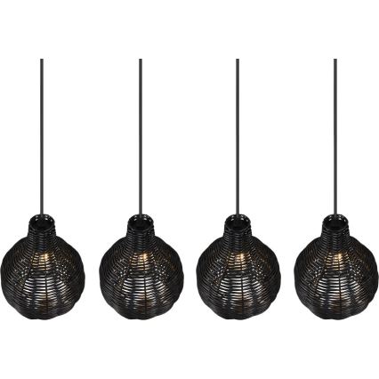 Reality - Liustra ant laido SPROUT 4xE14/30W/230V juoda/rotangas