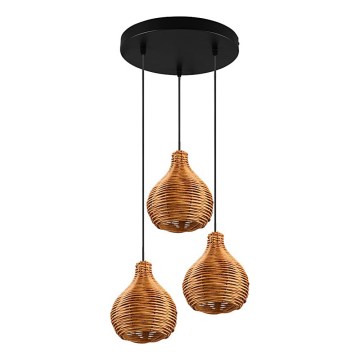 Reality - Pakabinamas šviestuvas ant laido SPROUT 3xE14/40W/230V rudas/rotangas
