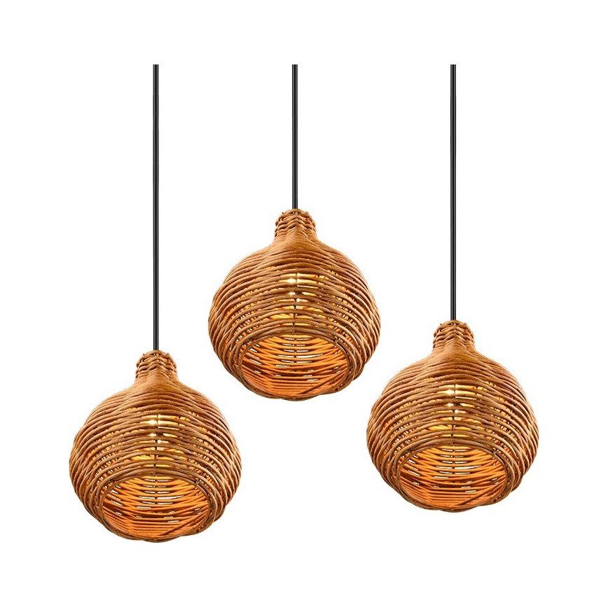 Reality - Pakabinamas šviestuvas ant laido SPROUT 3xE14/40W/230V rudas/rotangas