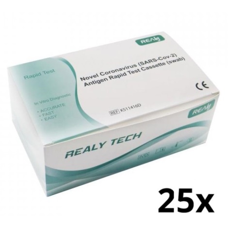RealyTech - Antigenas COVID-19 Greitasis testas (tamponėlis) - iš nosies 25vnt