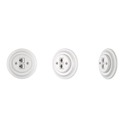 Reblig - Porcelianinis retro Ethernet lizdas be rėmelio 2x CAT.5E baltas