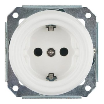 Reblig - Porcelianinė retro namų rozetė be rėmelio SCHUKO 250V/16A balta