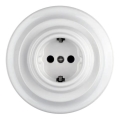 Reblig - Porcelianinė retro sieninė rozetė su rėmeliu SCHUKO 250V/16A balta