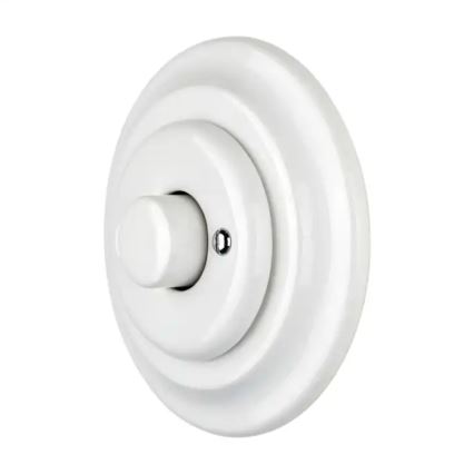 Reblig - Porcelianinis retro sukamas šviesos reguliatorius su rėmeliu 250V/10A baltas