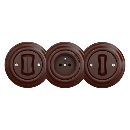 Reblig - retro buitinė SCHUKO rozetė be rėmelio 230V/16A ruda