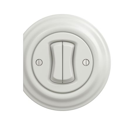 Reblig - Retro dvigubas laiptų jungiklis be rėmelio Nr. 6+6 keraminė balta