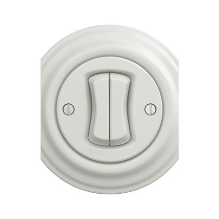 Reblig - Retro dvigubas laiptų jungiklis be rėmelio Nr. 6+6 keraminė balta