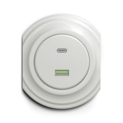 Reblig - Retro keraminis baltas USB lizdas A+C be rėmelio