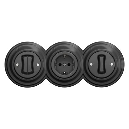 Reblig - Retro namų elektros lizdas be rėmelio SCHUKO 230 V/16 A, antracito spalvos