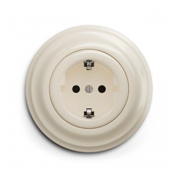 Reblig - Retro namų lizdas su rėmeliu SCHUKO 230V/16A smėlio spalvos