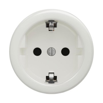 Reblig - Retro sieninė rozetė be rėmo SCHUKO 230 V/16 A, keramikinė, balta