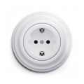Reblig - Retro sieninė rozetė su rėmeliu SCHUKO 230V/16A, sniego baltos spalvos