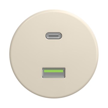 Reblig - retro USB lizdas A+C be rėmelio, smėlinis