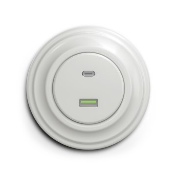 Reblig - Retro USB lizdas A+C su keraminiu baltu rėmu