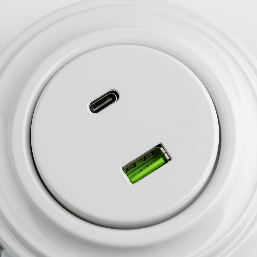 Reblig - Retro USB lizdas A+C su keraminiu baltu rėmu