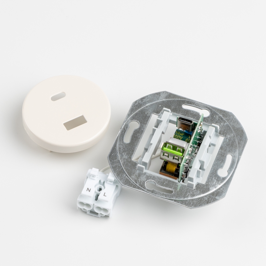 Reblig - Retro USB lizdas A+C su rėmeliu smėlio spalvos