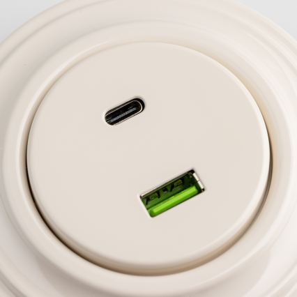 Reblig - Retro USB lizdas A+C su rėmeliu smėlio spalvos