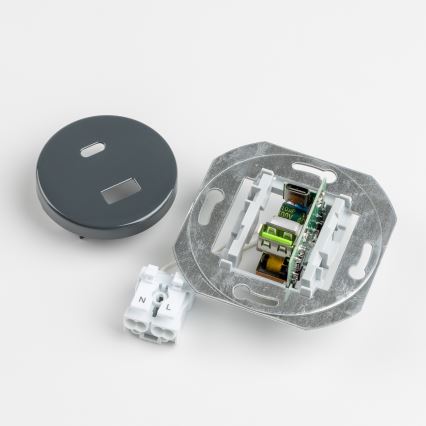 Reblig - Retro USB rozetė A+C su rėmeliu, antracitas