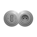 Reblig - Retro vienpolinis jungiklis Nr. 1 ir 230V lizdas su rėmeliu, pilkas