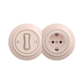 Reblig - Retro vienpolinis jungiklis Nr. 1 ir SCHUKO 230V lizdas su rėmeliu, senovinė rožinė