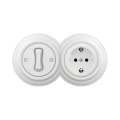 Reblig - Retro vienpolinis jungiklis Nr. 1 ir SCHUKO lizdas 230 V su sniego baltos spalvos rėmu