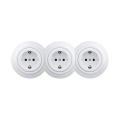 Reblig - Triguba retro buitinė rozetė su rėmeliu SCHUKO 230V sniego baltos spalvos