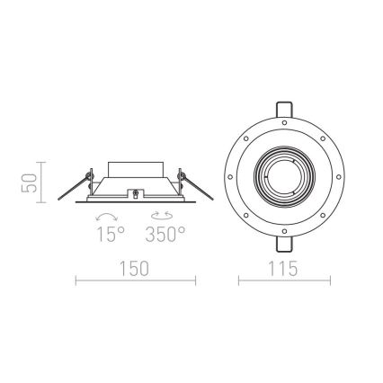 RED - Design Rendl - R12046 - Įleidžiamas šviestuvas IPSO 1xGU10/50W/230V