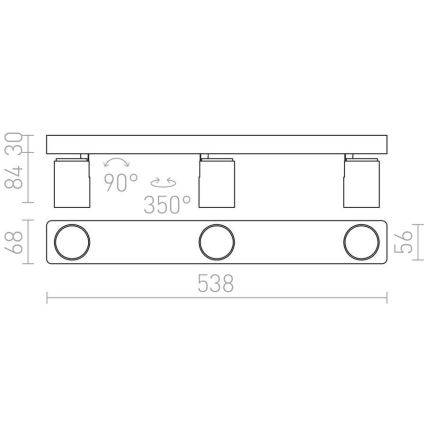 RED - Design Rendl - R12078 - Akcentinis šviestuvas DUGME 3xGU10/35W/230V