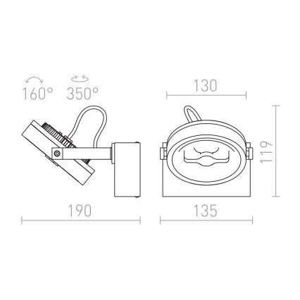 RED - Design Rendl - R12332 - LED Sieninis akcentinis šviestuvas KELLY LED/12W/230V