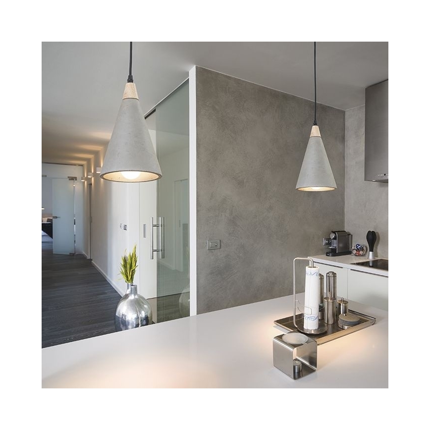 RED - Design Rendl - R12380 - Pakabinamas sietynas HEIDI 1xE27/28W/230V betonas/mediena