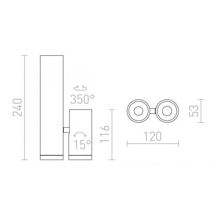 RED - Design Rendl - R12499 - LED Akcentinis šviestuvas BOGARD 2xLED/5W/230V