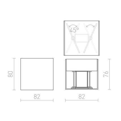 RED-Design Rendl-R12556- LED Sieninis lauko šviestuvas CARRE 2xLED/3W/230V IP54