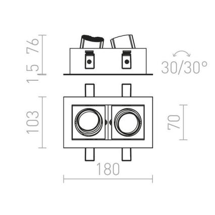 RED - Design Rendl - R12857 - LED Įleidžiamas akcentinis šviestuvas BONDY 2xLED/7W/230V