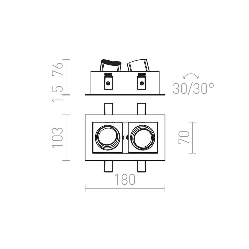 RED - Design Rendl - R12857 - LED įleidžiamas lubinis šviestuvas BONDY 2xLED/7W/230V
