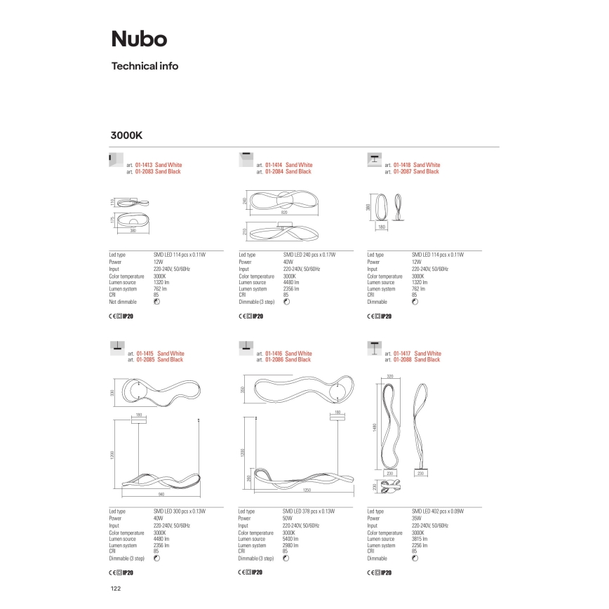 Redo 01-1417 - reguliuojamo ryškumo grindinė LED lempa NUBO LED/35W/230V balta