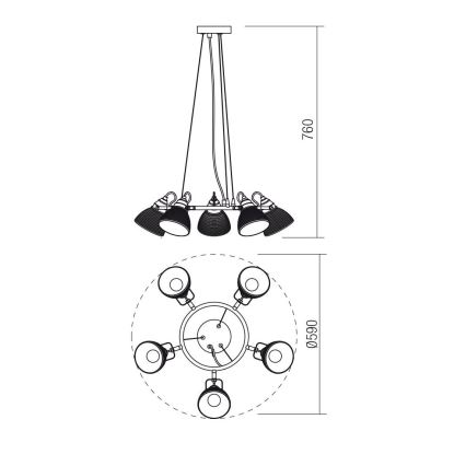 Redo 01-1451 - Pakabinamas sietynas RIDGE 5xE27/60W/230V