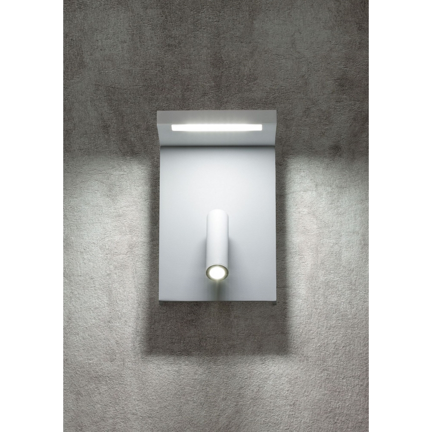 Redo 01-1499 - LED sieninis akcentinis šviestuvas AGOS LED/6W/230V + LED/3,2W USB balta