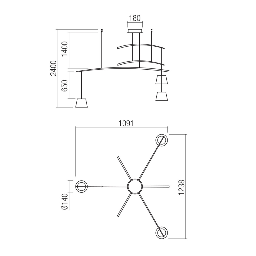 Redo 01-1524 - LED Pakabinamas sietynas LOLLI 3xLED/6W/230V balta