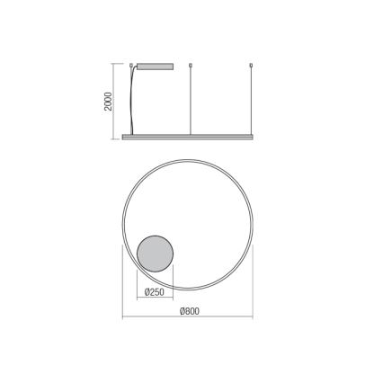 Redo 01-1713 - LED Sietynas, kabinamas ant virvės ORBIT LED/55W/230V