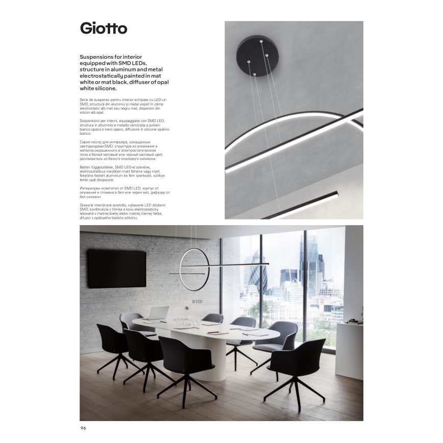 Redo 01-1737 - LED Reguliuojamas pakabinamas sietynas GIOTTO LED/56W/230V juoda