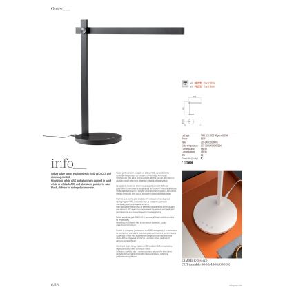 Redo 01-2213 - LED pritemdomas, liečiamas stalinis šviestuvas OMEO LED/5,5W/230V 3000/4500/6500K juoda