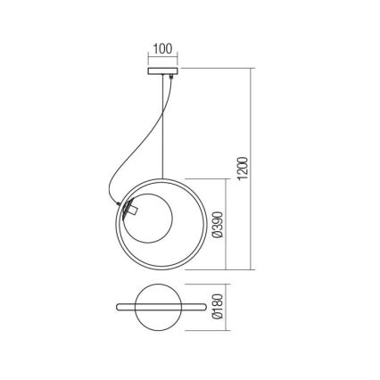 Redo 01-2322 - Pakabinamas sietynas KLEIDI 1xE27/42W/230V diametras 39 cm juoda